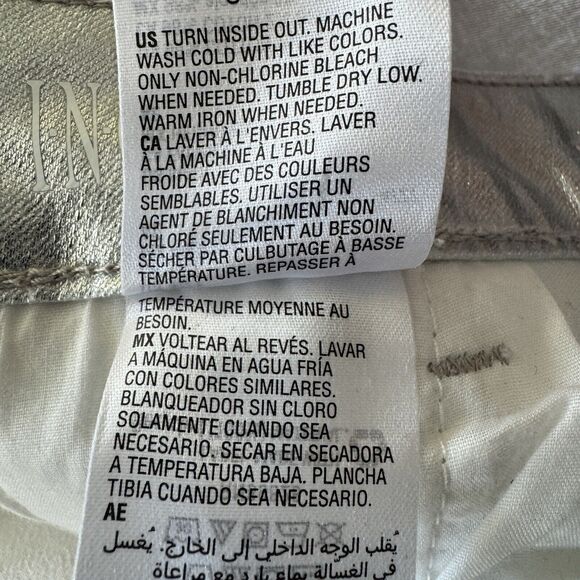 INC SZ 4/27 Boyfriend Pants Mid-Rise Stretch Silver Metallic Shiny Zip-Fly New - Picture 8 of 8